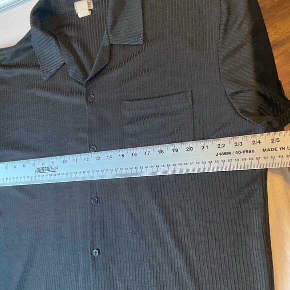 Ym Studio Los Angeles Men’s Short Sleeve Button Down Shirt size L, Solid Black - Picture 3 of 10
